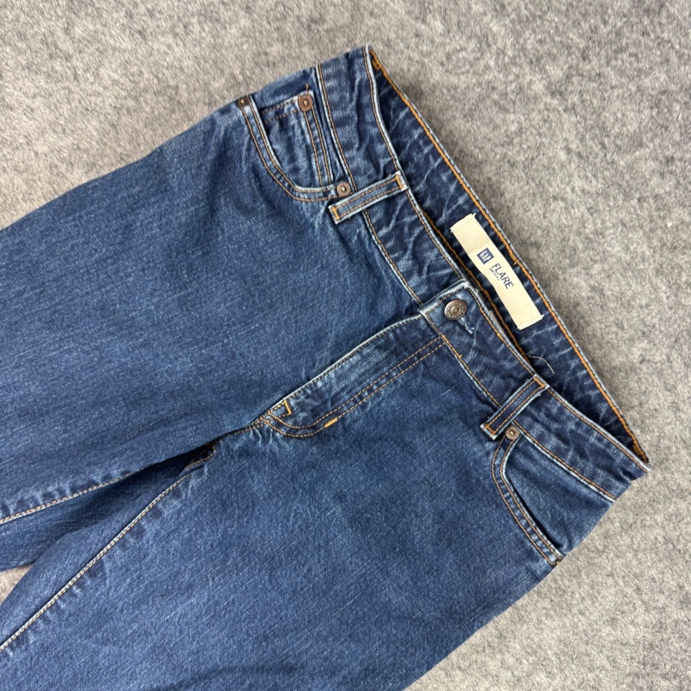 Vintage Y2K Gap Flare Stretch Jeans Womens 4 Ankle Blue Denim Mid Rise